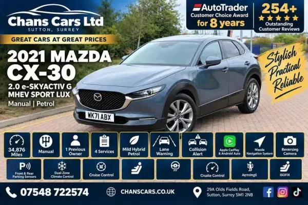 Mazda CX-30 2.0 e-SKYACTIV G MHEV Sport Lux Euro 6 (s/s) 5dr