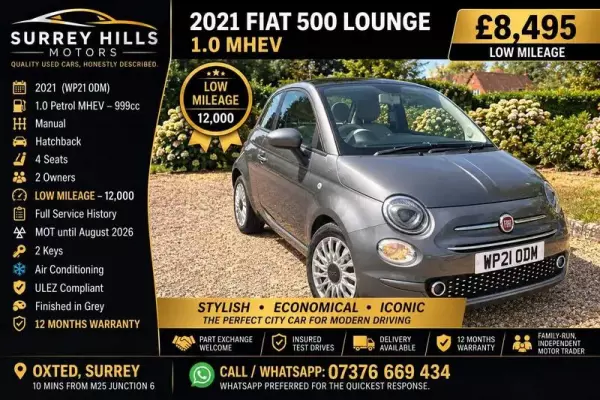 Fiat 500 1.0 MHEV Lounge Euro 6 (s/s) 3dr